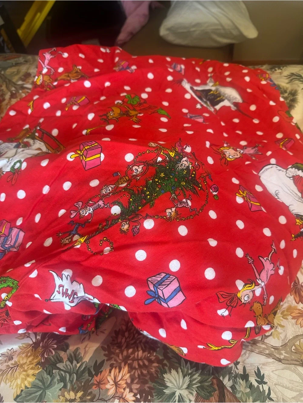 Pottery Barn Kids Red Christmas grinch flannel duvet cover